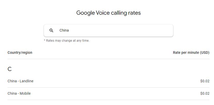 Google Voice话费费率是多少？GV打美国以外的电话怎么收费？谷歌GV收费标准详细列表